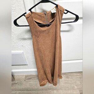 Women's Cream and Tan Dress